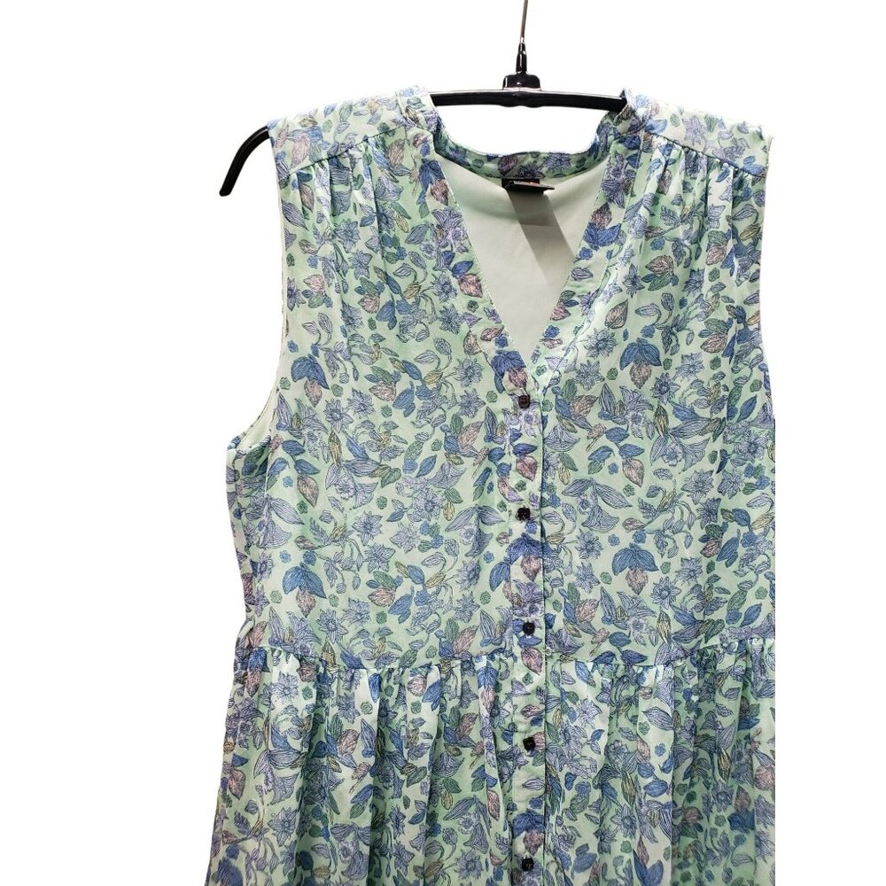 Disney Green Floral Sleeveless Maxi Dress L Alice Looking Glass Colleen Atwood